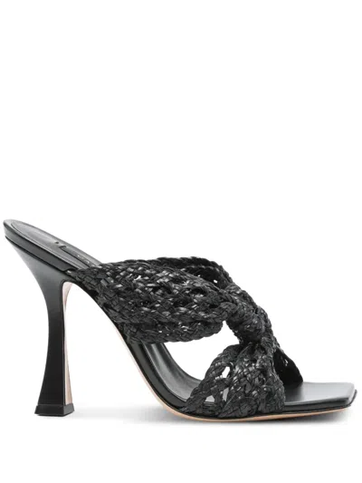 Casadei 100mm Damier Versilia Geraldine Woven Mules In Black