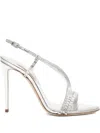 Casadei 100mm Julia Crystal-embellished Slingback Sandals In Gray