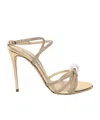 Casadei 100mm Julia Labuan Sandals In Gold