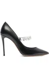Casadei 100mm Julia Minorca Crystal-embellished Pointed-toe Pumps In Black