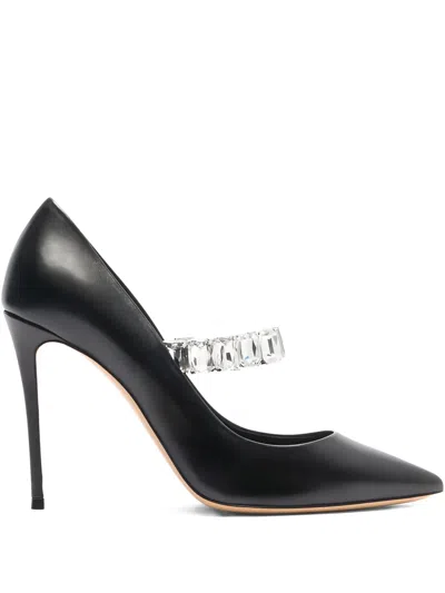 Casadei 100mm Julia Minorca Crystal-embellished Pointed-toe Pumps In Black