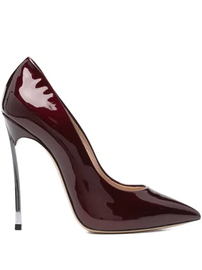 Casadei 100mm Metallic-heel Pointed-toe Pumps In Red