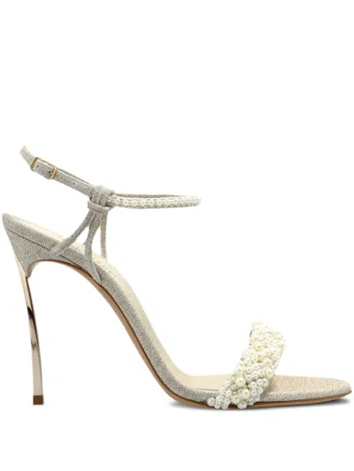 Casadei 100mm Pearlsway Blade Sandals In Neutrals