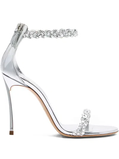 Casadei 100mm Starsway Crystal-embellished Stiletto Sandals In Silver