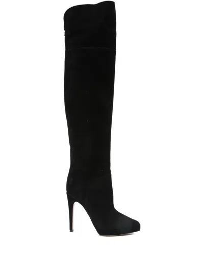 Casadei 100mm Suede Knee-high Stiletto Boots In Black