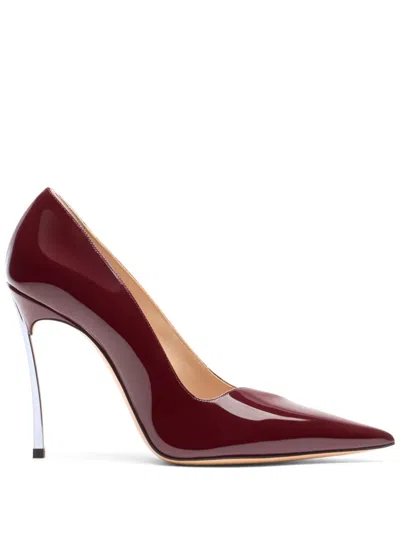 Casadei Superblade Burgundy Shiny Leather Pumps In Red