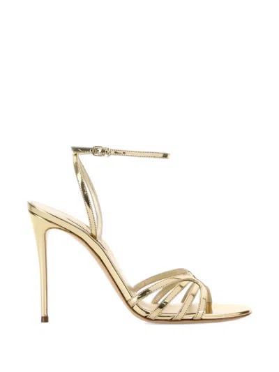 Casadei Leather Interstellar Sandals Open Toe Metallic In Gold
