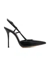 Casadei 115mm Slingback Pointed Leather Pumps In Black