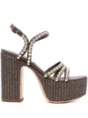 Casadei 120mm Isa Studsway Platform Sandals In Gray