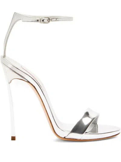 Casadei 120mm Metallic Heeled Sandals In Silver