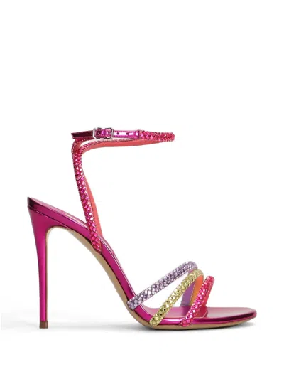 Casadei 140 Andromeda Crystal-embellished Heeled Sandals In Pink