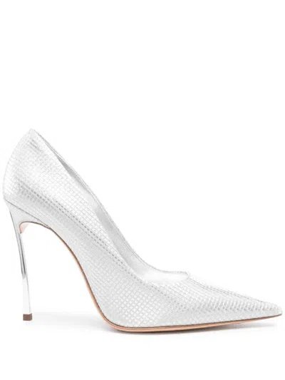 Casadei 1f940x100mdiade Silver Heeled Sandal For Woman