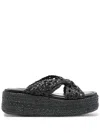 Casadei 20mm New Zeppa Damier Woven Platform Sandals In Black