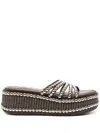 Casadei 20mm New Zeppa Studsway Platform Sandals In Brown
