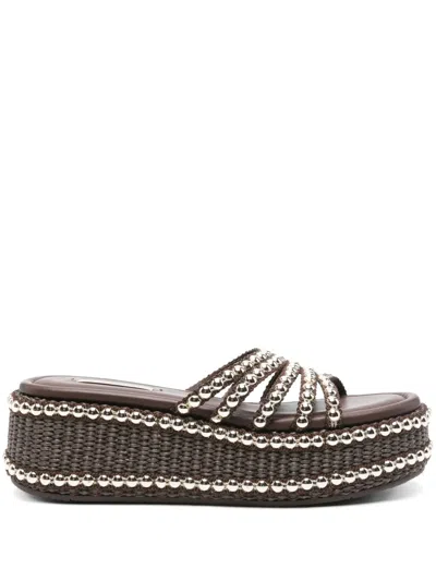 Casadei 20mm New Zeppa Studsway Platform Sandals In Brown