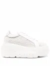 Casadei White Platform Sneakers Interwoven Design In Polyurethane Woman In White