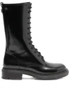 Casadei 30mm Wizzard Lace-up Leather Boots In Black