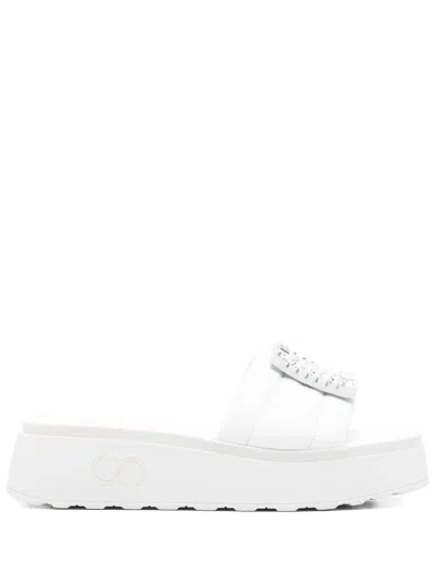 Casadei 40mm Crystal-embellished Sandals In White