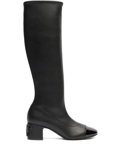 Casadei 50mm Leather Knee-high Boots In Black