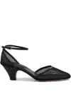 Casadei Mesh Ankle Strap Sandals With Mid Heel In Black