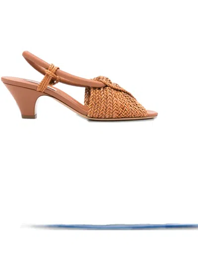 Casadei 50mm Muny Woven Slingback Sandals In Brown