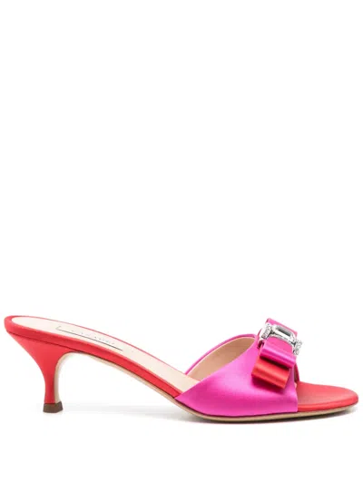 Casadei 50mm Satin Mules In Red