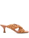 Casadei Strappy Sandals With Mid Heel And Square Toe In Neutral