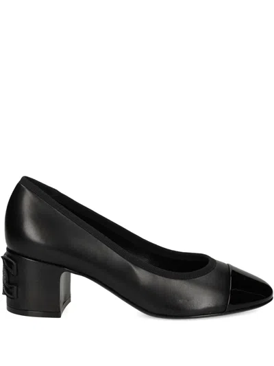 Casadei 55mm Block-heel Cap-toe Pumps In Black