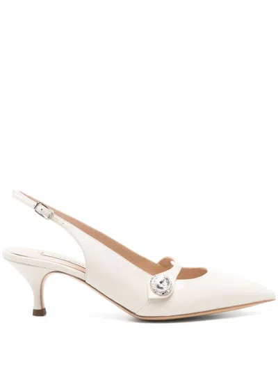 Casadei 60mm Leather Sandals In Neutrals