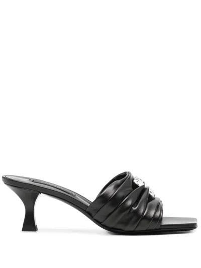 Casadei 65mm Leather Sandals In Black