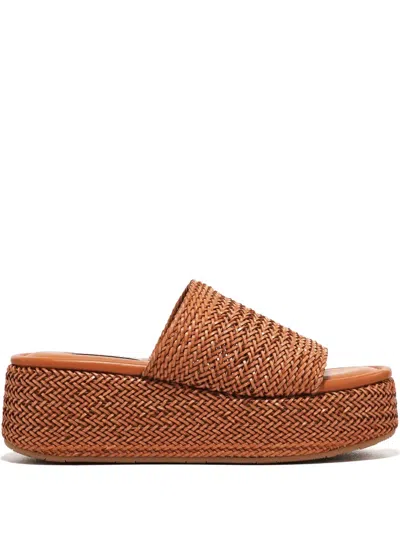 Casadei 65mm Woven Platform Sandals In Brown