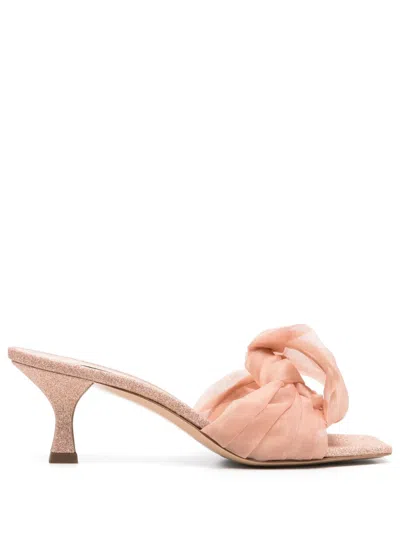 Casadei 70mm Glitter Knotted Mules In Pink