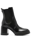 Casadei Nancy 75mm Block-heel Leather Boots In Black