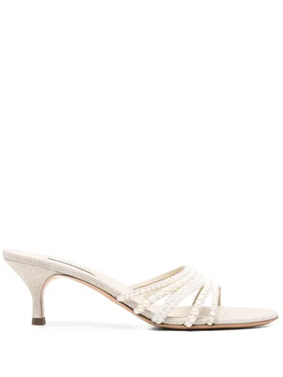 Casadei 70mm Pearl-embellished Sandals In Neutral