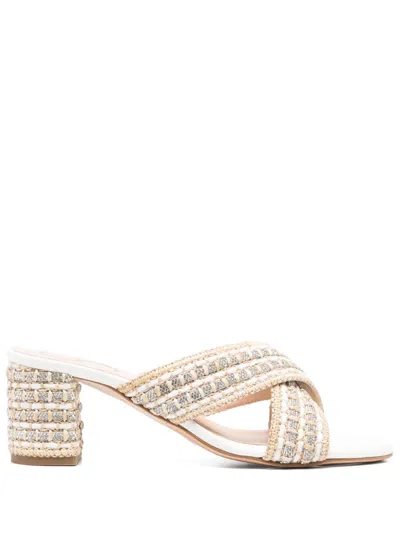 Casadei 70mm Woven Sandals In Neutral