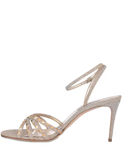 Casadei Studded High-heeled Sandals In Gray