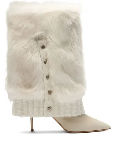 CASADEI 80MM FUR-OVERLAY BUTTONED BOOTS