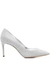 Casadei 80mm Julia Pointed-toe Pumps In Silver