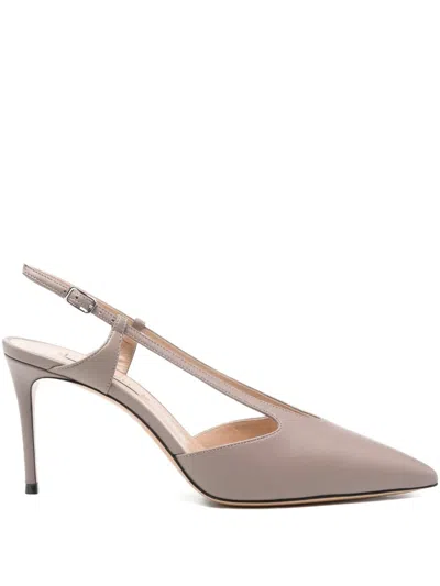 Casadei 80mm Pointed Slingback Pumps In Gray