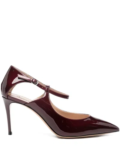 Casadei 80mm Pointed-toe Pumps In Burgundy