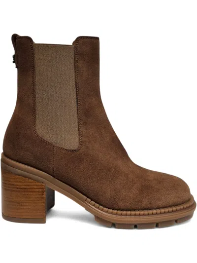 Casadei 80mm Suede Chelsea Boots In Brown