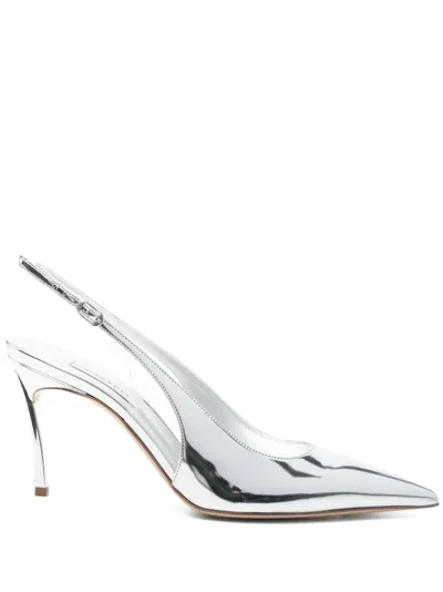 Casadei 90mm Metallic Pumps In Silver
