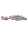 Casadei Alexa Low-heel Mules In Gold Glitter In Silver