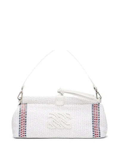 Casadei Amalfi Woven Shoulder Bag In White