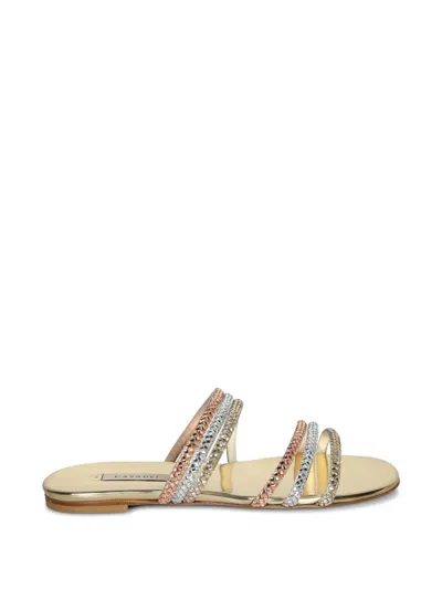 Casadei Androme Crystal-embellished Flat Sandals In Gold