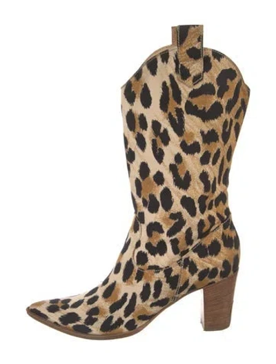 Pre-owned Casadei Animal Print Western Boots In Neutral