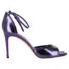 Casadei Ankle Strap Sandal Heels In Purple Patent Leather In Purple