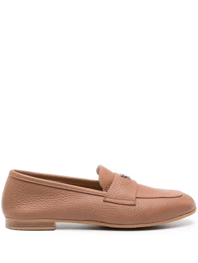 Casadei Antilope Leather Loafers In Brown