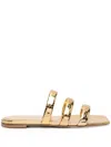 Casadei Atomium Leather Slides In Gold