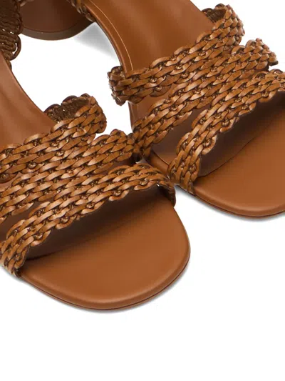 Casadei Avenida Woven Sandals In Brown